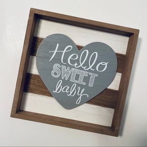 Hello Sweet Baby Heart Wood Frame Decor
